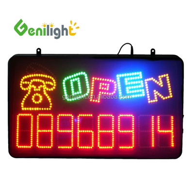 Rectangle Indoor Open LED Sign with Telephone Telephone Function 3 Kind Change