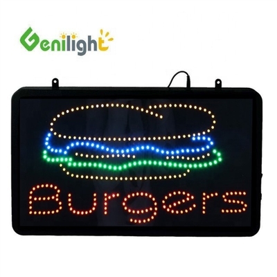 Power Certificate ABS Open-Mold BURGERS KEBABS LED Sign for Customized Size and Color