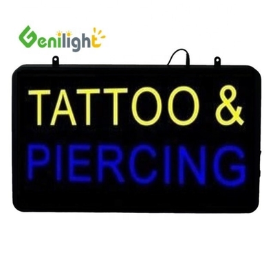 LED Tattoo Piercing Neon Open Sign with Design Rectangle Shape and Epoxy Resin Material