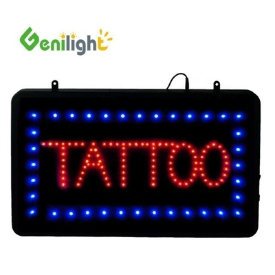 LED Tattoo Piercing Neon Open Sign with Design Rectangle Shape and Epoxy Resin Material
