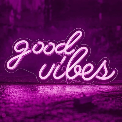 Power Consumption 0 Good Vibes Neon Sign LED Neon Lights for Bedroom 16.1 x 8.3 inch