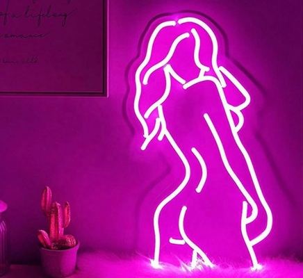 Customized Lady Neon Sign with Acrylic Backing Pink Silicone LEDs Life span 50000 Hours