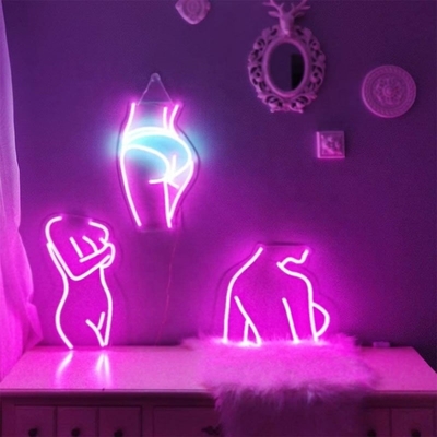 Customized Lady Neon Sign with Acrylic Backing Pink Silicone LEDs Life span 50000 Hours