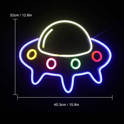 5V Voltage Neon Lights for Bar Large Blue UFO Spaceship Wall Art 50000 Hours Lifespan