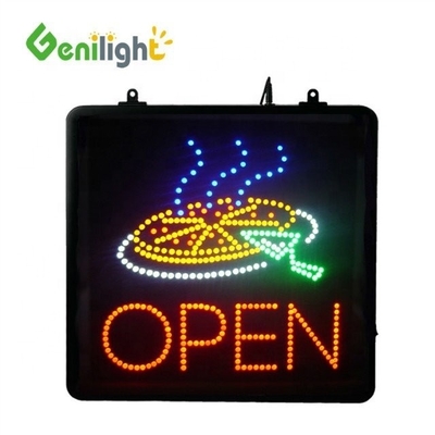 ABS open-mold Rectangle Custom Pizza Wall Light Acrylic Open Sign Neon Led with hanging chian