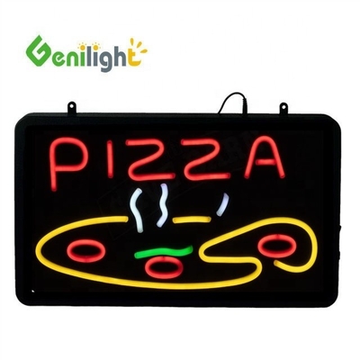 ABS open-mold Rectangle Custom Pizza Wall Light Acrylic Open Sign Neon Led with hanging chian