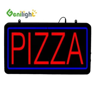 ABS open-mold Rectangle Custom Pizza Wall Light Acrylic Open Sign Neon Led with hanging chian