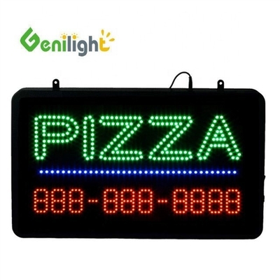ABS open-mold Rectangle Custom Pizza Wall Light Acrylic Open Sign Neon Led with hanging chian