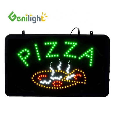 ABS open-mold Rectangle Custom Pizza Wall Light Acrylic Open Sign Neon Led with hanging chian