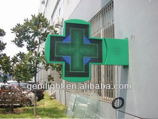 P16 P20 Pixels 3D LED Pharmacy Cross Display Sign with RS232 RF Control Communication