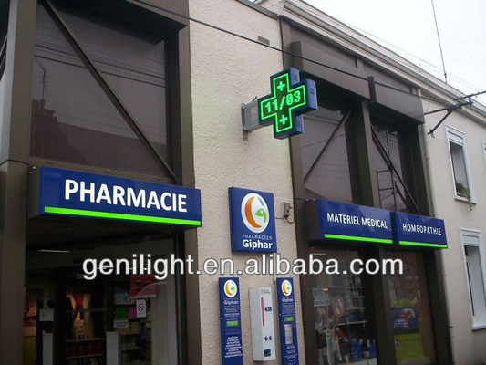 P16 P20 Pixels 3D LED Pharmacy Cross Display Sign with RS232 RF Control Communication