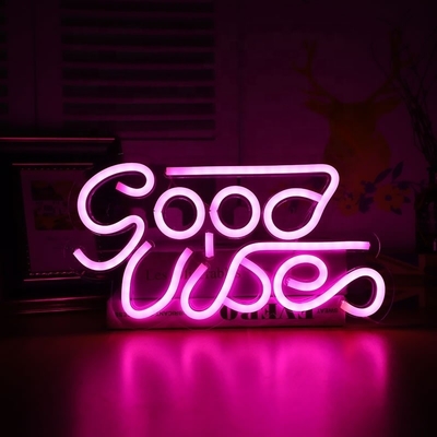 27.5*15cm Custom Blue Good Vibes Neon Sign for Bedroom Wall Decor USB Powered Lighting