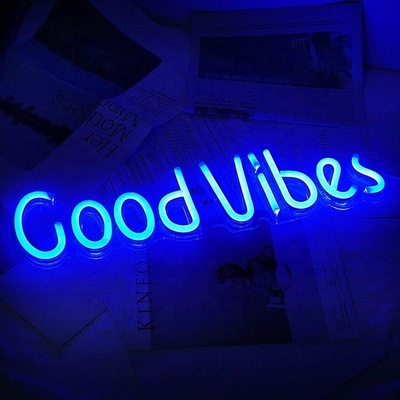 27.5*15cm Custom Blue Good Vibes Neon Sign for Bedroom Wall Decor USB Powered Lighting