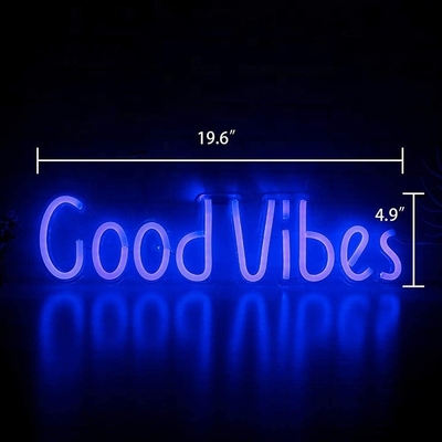 27.5*15cm Custom Blue Good Vibes Neon Sign for Bedroom Wall Decor USB Powered Lighting