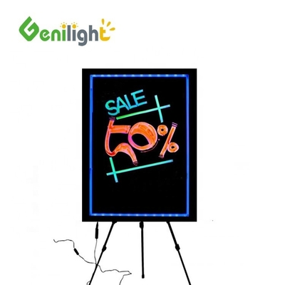 Indoor Chalk Board Rectangle Tempered Glass LED Writing Sign with Acrylic Surface