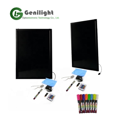 Indoor Chalk Board Rectangle Tempered Glass LED Writing Sign with Acrylic Surface