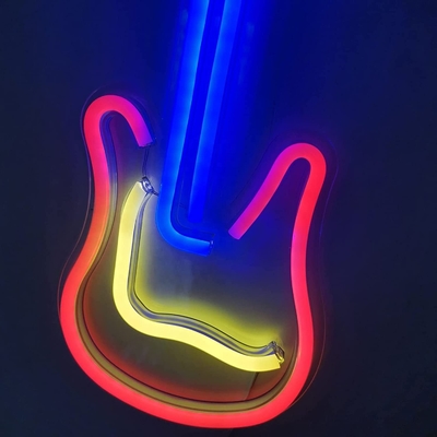 Powered Dimmable on/off Switch 3D Guitar Neon Sign for Music Studio Customized Design