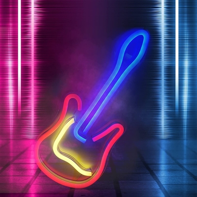 Powered Dimmable on/off Switch 3D Guitar Neon Sign for Music Studio Customized Design