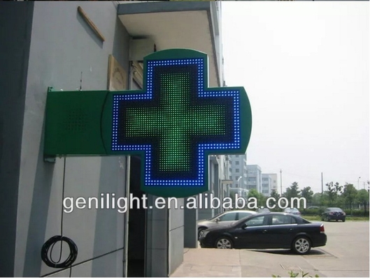 3D Animation LED Display Attractive Led Pharmacy Cross Display with 1280 / 2560 dots