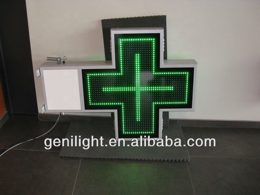 Outdoor Double Sided Display Green Color LED Cross Pharmacy Sign with Wide View Angle