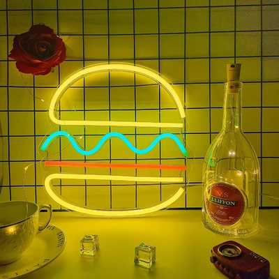 30*30cm LED Neon Light USB Powered Hamburger Neon Sign Wall Art Power Consumption 0
