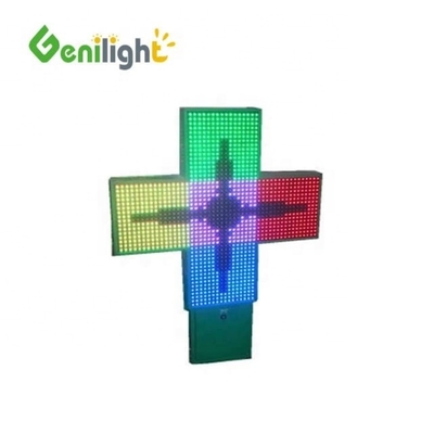 View Angle H/V P16 P20 Pixels 3D LED Pharmacy Cross Display Sign for Outdoor Usage