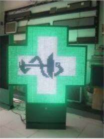 View Angle H/V P16 P20 Pixels 3D LED Pharmacy Cross Display Sign for Outdoor Usage