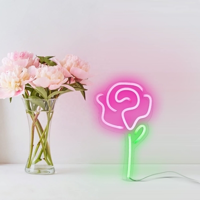 5V Voltage LED Flower Lights Rose Neon Sign for Bedroom Wall Decor Switch Party Decoration
