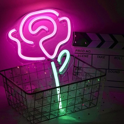 5V Voltage LED Flower Lights Rose Neon Sign for Bedroom Wall Decor Switch Party Decoration