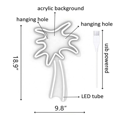 Large Coconut Tree Neon Sign Led Flex Neon Light USB Powered Night Light for Kids Room Voltage 5V