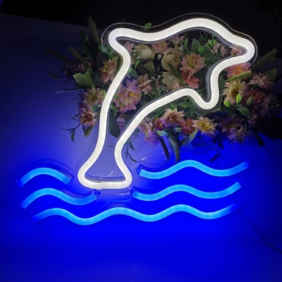 5V Large Dolphin Neon Light Sign Marquee Battery USB Operated Table Led Light Wall Decoration