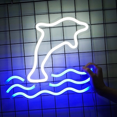 5V Large Dolphin Neon Light Sign Marquee Battery USB Operated Table Led Light Wall Decoration