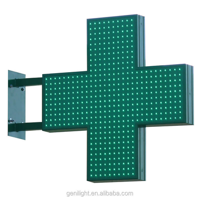 High Visibility Outdoor LED Cross Display with Green Lighting