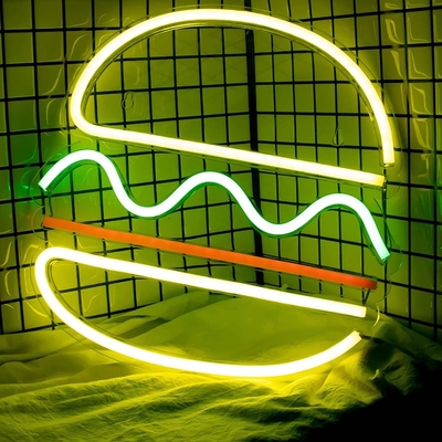 Customized LED Neon Open Sign for Wall Decor 1 Power Consumption Hamburger Neon Light