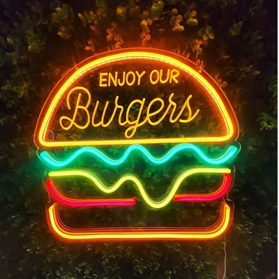 Customized LED Neon Open Sign for Wall Decor 1 Power Consumption Hamburger Neon Light