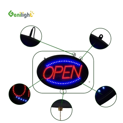 LED Open Signs with ON/OFF and Flashing Options in Bright Oval Shape 58*36 Panel Size