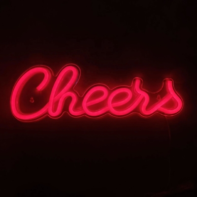 Cheers LED Light Up Sign Wall Decor for Teen Girls Preppy Room Decor Neon Sign