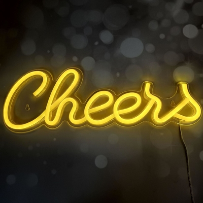 Cheers LED Light Up Sign Wall Decor for Teen Girls Preppy Room Decor Neon Sign