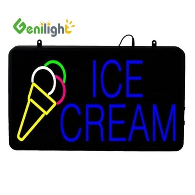 Ice Cream Shop LED Neon Open Sign with Animation Display Function and Acrylic Front Board