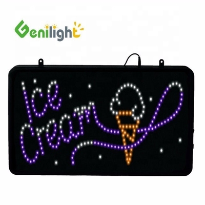 Ice Cream Shop LED Neon Open Sign with Animation Display Function and Acrylic Front Board