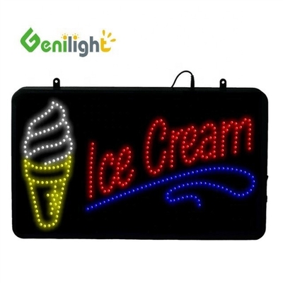 Ice Cream Shop LED Neon Open Sign with Animation Display Function and Acrylic Front Board