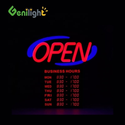 Genilight Indoor 22*13inch DC12v OPEN 24 Hours LED Light Sign Customized Shape Option