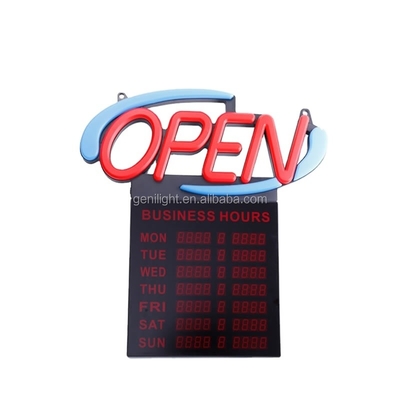 Acrylic LED Neon Open Sign with Hours 12V Input Voltage Easy and Fashional Design 54x52cm