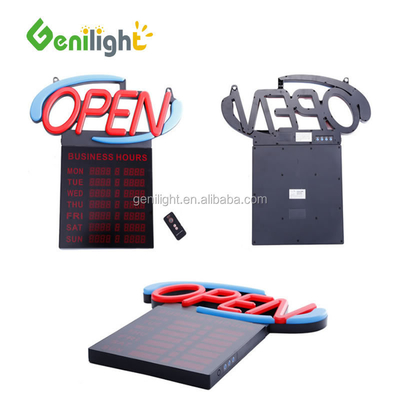 Acrylic LED Neon Open Sign with Hours 12V Input Voltage Easy and Fashional Design 54x52cm