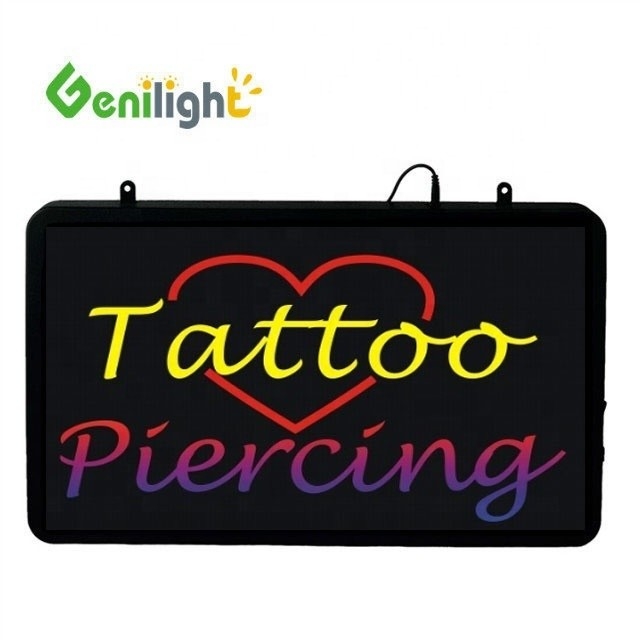 LED Tattoo Piercing Neon Open Sign with Design Rectangle Shape and Epoxy Resin Material