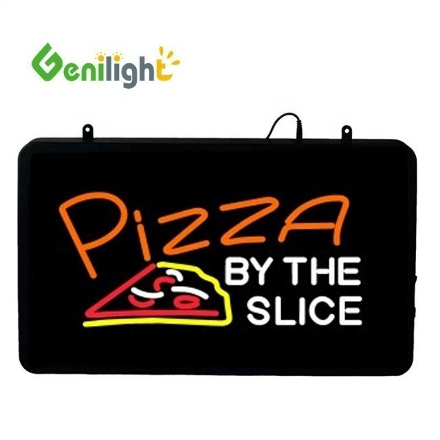 Customized Genilight 22*13inch CE RoHS Acrylic PIZZA BY THE SLICE LED Neon Open Sign