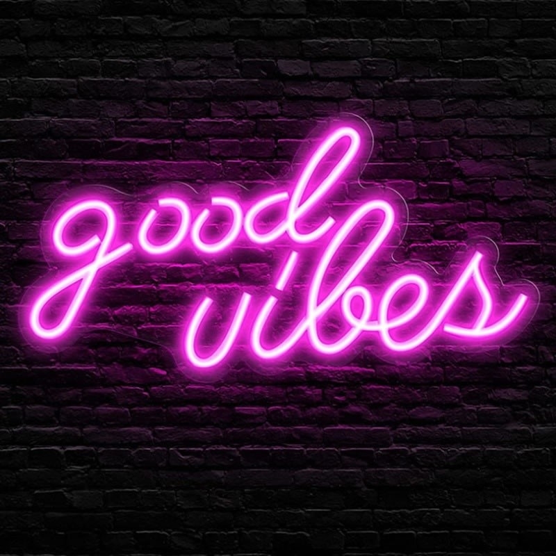 Power Consumption 0 Good Vibes Neon Sign LED Neon Lights for Bedroom 16.1 x 8.3 inch