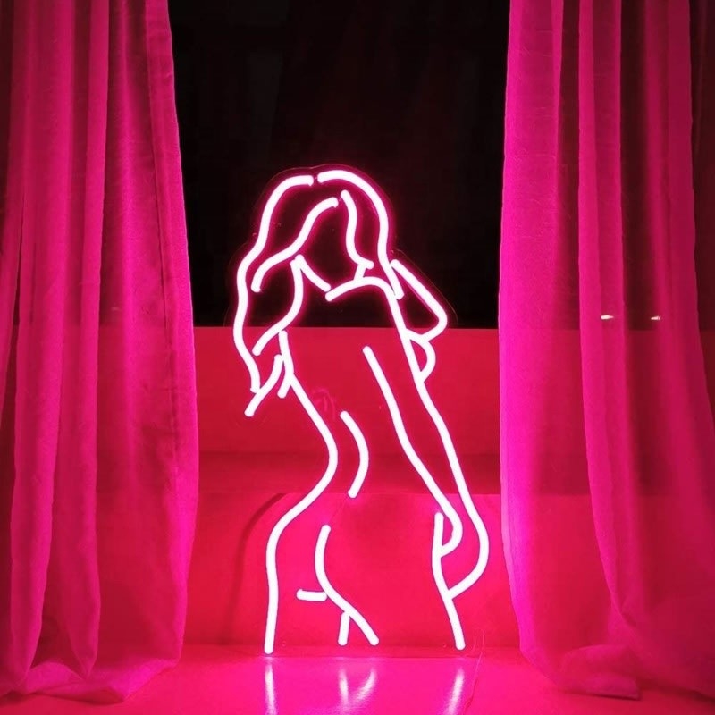 Wall Decor Pink Lady Neon Sign with Acrylic Backing Customized 50000 Hours Life Span