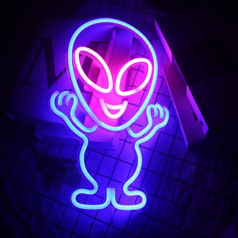 Customized Shop Advertising LED Neon Sign with Alien Design and Acrylic Material