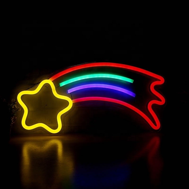 Wedding Birthday Party Decor Rainbow Star Neon Light Sign with 50000 Hours Life Span